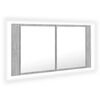vidaXL LED Ba&eth;sk&aacute;pur me&eth; Spegli Steypugr&aacute;r 90x12x45 cm Akr&yacute;ll
