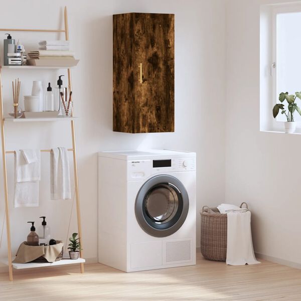 vidaXL Vegghengdur Sk&aacute;pur Reykt&oacute;na Eikarlitur 34,5x34x90 cm