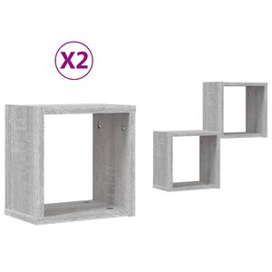 vidaXL Vegghyllur 2 pcs Gr&aacute;r Sonoma 26 x 15 x 26 cm Samsettur vi&eth;ur