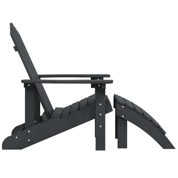 vidaXL Adirondack Garðstóll með Fótskemli HDPE Reykgrár