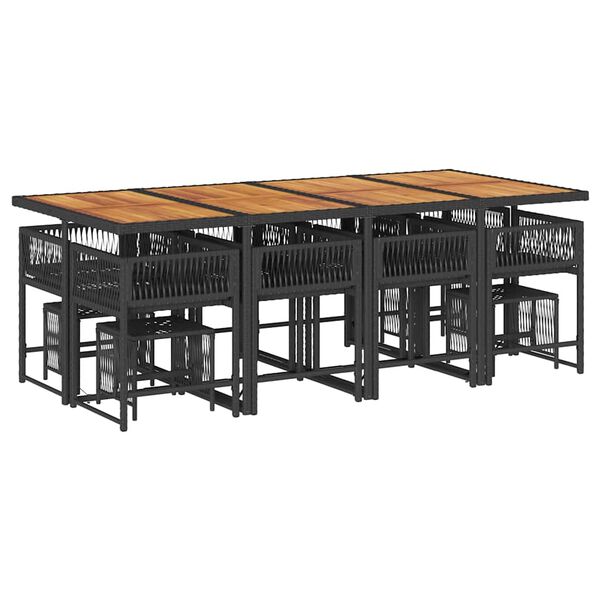 vidaXL 13 Parta Gar&eth;s&oacute;fasett me&eth; Sessum Svart P&oacute;l&yacute;rattan