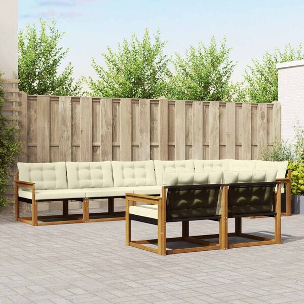 vidaXL &Uacute;ti s&oacute;fasett me&eth; p&uacute;&eth;i 8 pcs N&aacute;tt&uacute;rulegt og Krem