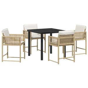 vidaXL Gar&eth;ur bor&eth;sett 5 pcs Drapplita&eth;ur p&oacute;l&yacute;rattan