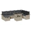 vidaXL Gar&eth;s&oacute;fa sett me&eth; p&uacute;&eth;i me&eth; geymslu 9 pcs Lj&oacute;sgr&aacute;tt Poly rattan