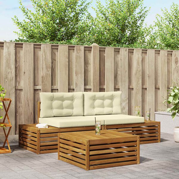 vidaXL &Uacute;ti s&oacute;fasett me&eth; p&uacute;&eth;i 3 Stykki N&aacute;tt&uacute;rulegt og Krem