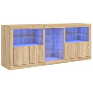 vidaXL Skenkur me&eth; LED Lj&oacute;sum Sonoma eik 181,5x37x67 cm