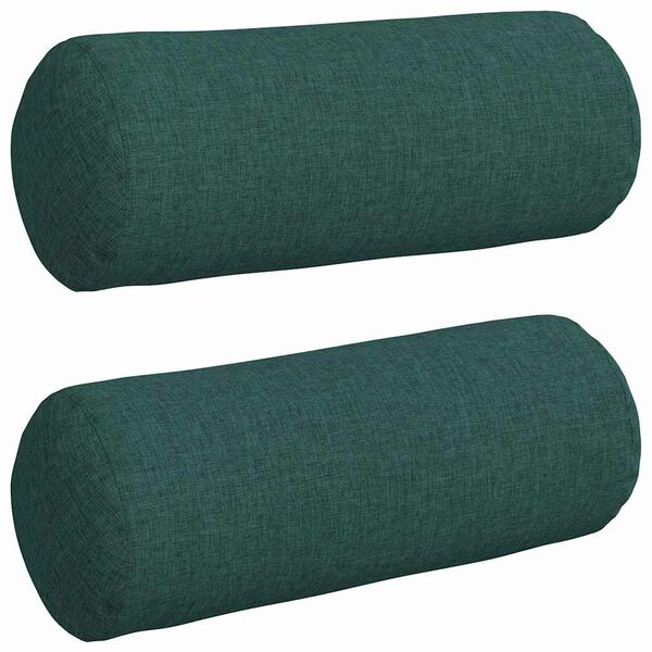 vidaXL Bolster Púðar 2 pcs Dökkgræn Ø 15 x 40 cm dúkur