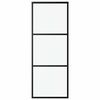 vidaXL Rennihur&eth; me&eth; 3 Spj&ouml;ldum ESG Gler og &Aacute;l 76x205 cm Sv&ouml;rt