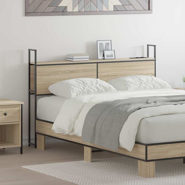 vidaXL Geymsluhefu me&eth; hle&eth;slust&ouml;&eth; Sonoma eikarlitur 138 x 15 x 98 cm