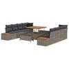 vidaXL Gar&eth;s&oacute;fa sett 11 pcs Gr&aacute;r Poly Rattan og P&uacute;&eth;ur-lakki&eth; St&aacute;l