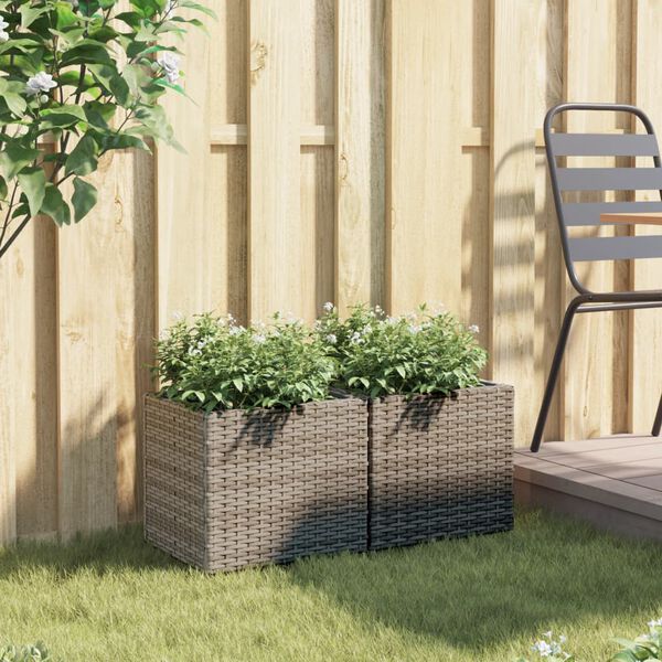 vidaXL Gr&oacute;&eth;urker Gr&aacute;tt 2 stk 36x30x32 cm P&oacute;l&yacute;rattan