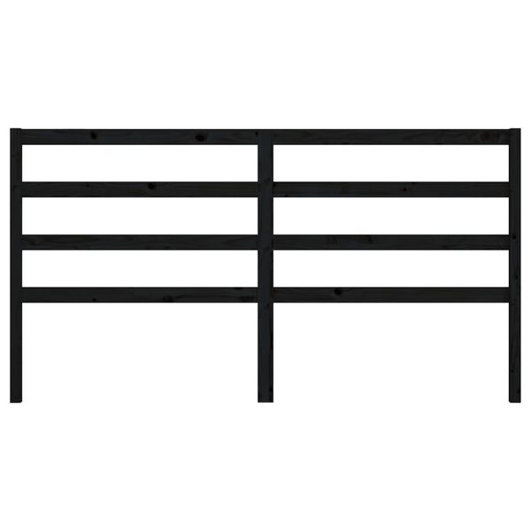 vidaXL Höfðagafl fyrir Rúm Svartur 186x4x100 cm Gegnheil Fura