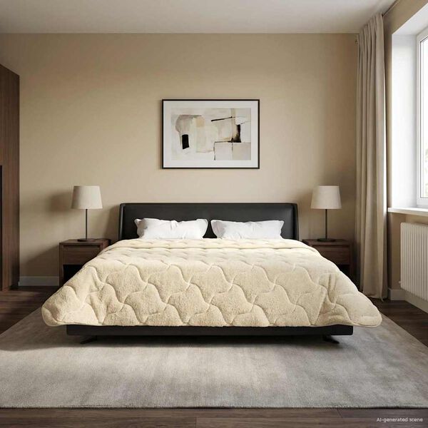 vidaXL Vetrar s&aelig;ng Rj&oacute;malitur 220 x 240 cm Microfiber og Teddy f&oacute;&eth;ri&eth;