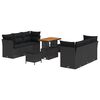 vidaXL Gar&eth;s&oacute;fa sett me&eth; p&uacute;&eth;i 9 pcs Svartur p&oacute;l&yacute;rattan