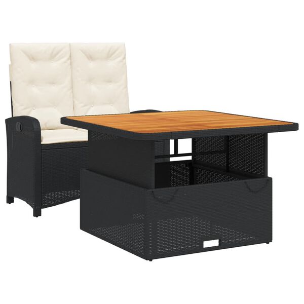 vidaXL 2 stykki gar&eth;bor&eth;stofusett me&eth; p&uacute;&eth;um Black Poly Rattan