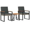 vidaXL Utandyra h&uacute;sgagna sett 3 pcs Gr&aacute;r og d&ouml;kkgr&aacute;r p&oacute;l&yacute;rattan