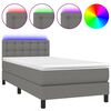 vidaXL H&oacute;lfa&eth; Springr&uacute;m me&eth; D&yacute;nu&LED D&ouml;kkgr&aacute;tt 100x200cm Tauefni