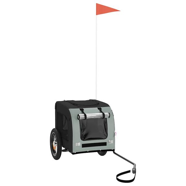 vidaXL Hundakerra fyrir Hjól Grátt og Svart Oxfordefni og Járn