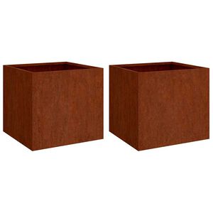 vidaXL gr&oacute;&eth;ursetningar 2 stk 42x40x39 cm Corten St&aacute;l