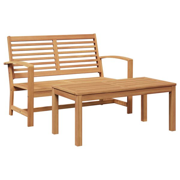 vidaXL Bekkur 2 pcs Br&uacute;nn Solid teak vi&eth;ur