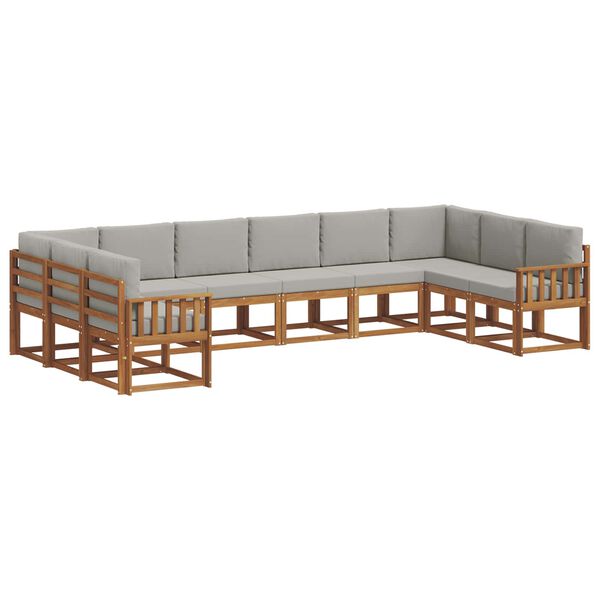 vidaXL &Uacute;ti s&oacute;fasett me&eth; p&uacute;&eth;i 10 pcs N&aacute;tt&uacute;rulegt og Lj&oacute;st Gr&aacute;tt