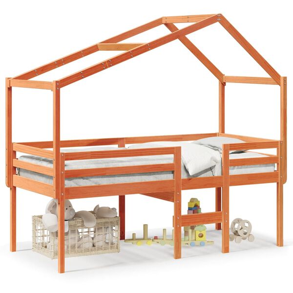 vidaXL Hásvefn Rúm án Dýnu Vaxbrún 90x200 cm Gegnheil Fura