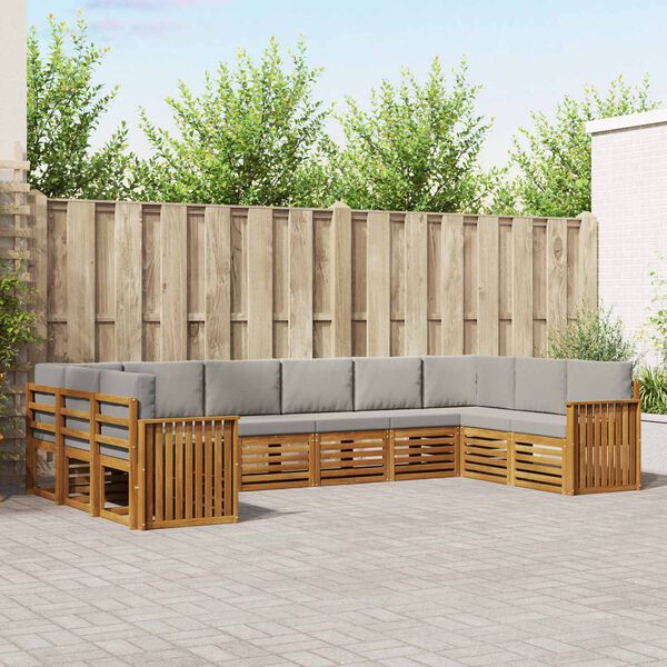 vidaXL Sofav&ouml;ruuppsettning me&eth; p&uacute;&eth;i 10 pcs N&aacute;tt&uacute;rulegt og Lj&oacute;st Gr&aacute;tt