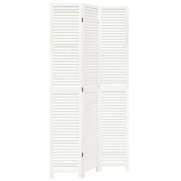 vidaXL Skilr&uacute;m 3 &THORN;il Hv&iacute;tt Gegnheill Paulowniavi&eth;ur