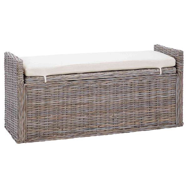vidaXL Geymslubekkur me&eth; p&uacute;&eth;i me&eth; geymslu Gr&aacute;r 110 x 40 x 50 cm Rattan