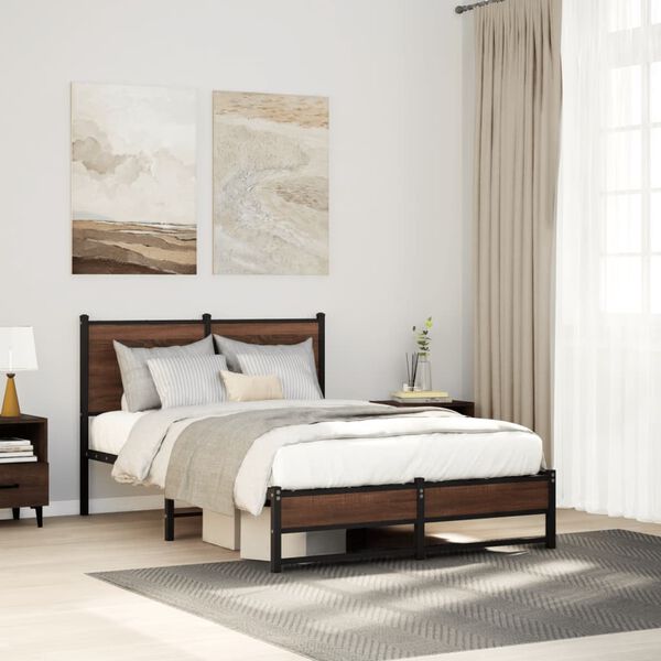 vidaXL m&aacute;lm r&uacute;mgrind &aacute;n d&yacute;nu Br&uacute;n eik 120x190 cm