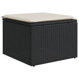 vidaXL Garðborð með sessu Svartur 55x55x37 cm Pólýrattan