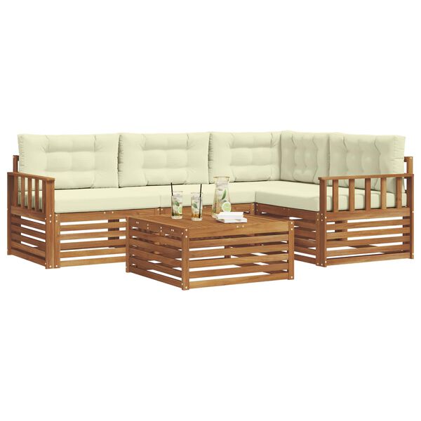 vidaXL &Uacute;ti s&oacute;fasett me&eth; p&uacute;&eth;i 5 pcs N&aacute;tt&uacute;rulegt og Krem