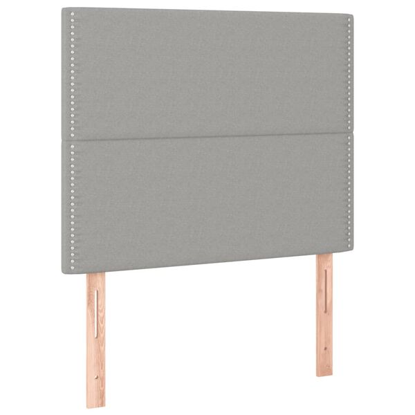 vidaXL LED h&ouml;fu&eth;gafl Lj&oacute;sgr&aacute;tt 90x5x118/128 cm Efni