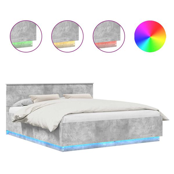 vidaXL Ramsv&iacute;k me&eth; h&ouml;fu&eth;gafl Steingri&eth; 200 x 200 cm Samsettur vi&eth;ur