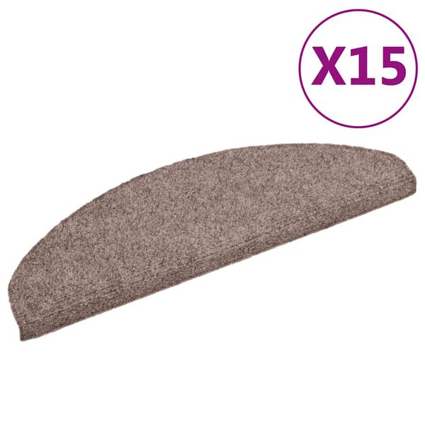 vidaXL Stigamottur sj&aacute;lfl&iacute;mandi 15 stk 65x21x4 cm lj&oacute;sbr&uacute;nar h&aacute;lfhringlaga st&oacute;rar
