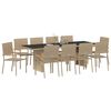 vidaXL Gar&eth;ur bor&eth;sett 11 pcs Drapplita&eth;ur p&oacute;l&yacute;rattan
