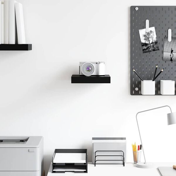 vidaXL Floating Wall Shelf High Gloss Black 23x23,5x3,8 cm MDF