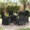 vidaXL Gar&eth;ur bor&eth;sett me&eth; p&uacute;&eth;i 5 pcs Svartur p&oacute;l&yacute;rattan