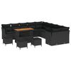 vidaXL Gar&eth;s&oacute;fa sett 14 pcs Svartur p&oacute;l&yacute;rattan