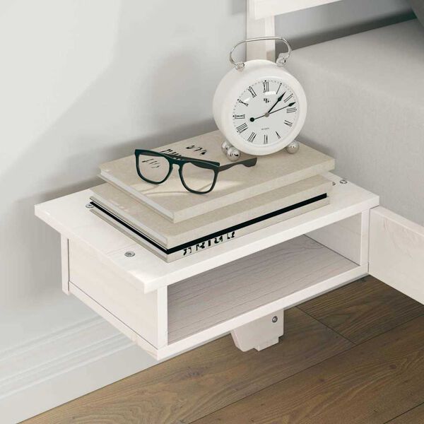 vidaXL Ramsv&iacute;k me&eth; h&ouml;fu&eth;gafl Hv&iacute;tt 140 x 200 cm Solid furuhikk