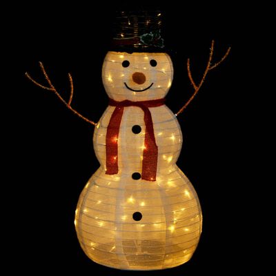 vidaXL Jólalegur Snjókarl Skrautfígúra LED-ljós Lúxusefni 90cm