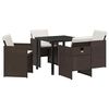 vidaXL Gar&eth;ur bor&eth;sett 5 pcs Br&uacute;nn p&oacute;l&yacute;rattan