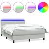 vidaXL H&oacute;lfa&eth; Springr&uacute;m me&eth; D&yacute;nu og LED Lj&oacute;sgr&aacute;r 140x220 cm Flauel