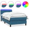 vidaXL H&oacute;lfa&eth; Springr&uacute;m me&eth; D&yacute;nu og LED D&ouml;kkbl&aacute;r 100x220 cm Flauel