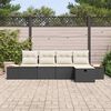 vidaXL Garðsófa sett með kodda 5 pcs Svartur Poly rattan