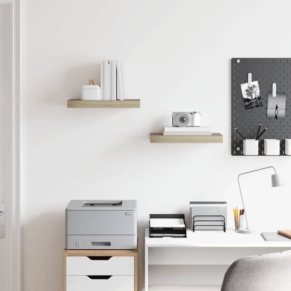 vidaXL Vegghengdar Hillur 2 stk. Eikarlita&eth;ar 40x23x3,8 cm MDF