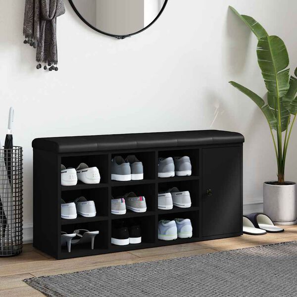 vidaXL Sk&oacute;bekkur Svartur 102x32x50 cm Samsettur Vi&eth;ur