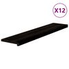 vidaXL Stigatr&eacute; 12 stk D&ouml;kkbr&uacute;nt 120x30x2 cm gegnheilvi&eth;ar Eik