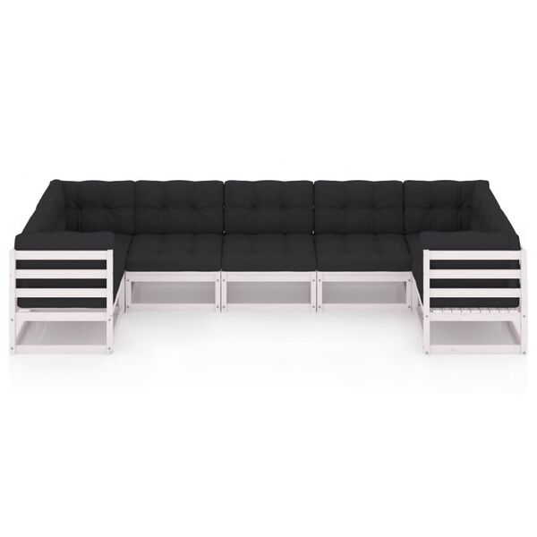 vidaXL 7 Parta Gar&eth;s&oacute;fasett me&eth; Sessum Hv&iacute;tt Gegnheill Furuvi&eth;ur