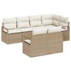vidaXL Garðsófa sett með púði 7 pcs Beige og Hvítt pólýrattan